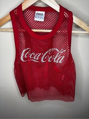 Coca Cola Red Mesh Crop Tank